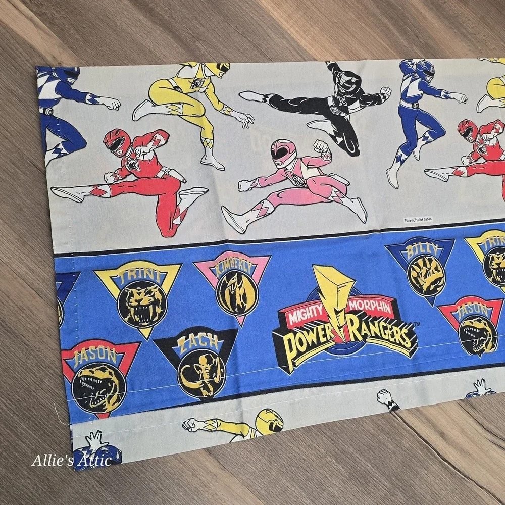 Power Rangers Valance Curtain 1995 Blue Boys Girls Vintage Room Decor 61x17